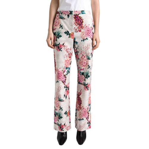 Cue Parchment Peacock Garden Faille Straight Leg Pant